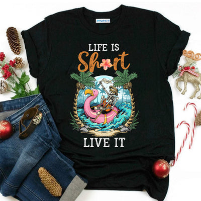 Beach Travel Skull Summer Life Is Short Live It HHLZ3005003Y Dark Classic T Shirt