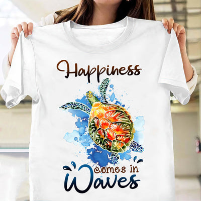 Beach Turtle Happiness Comes In Waves TTAY3005002Y Light Classic T Shirt