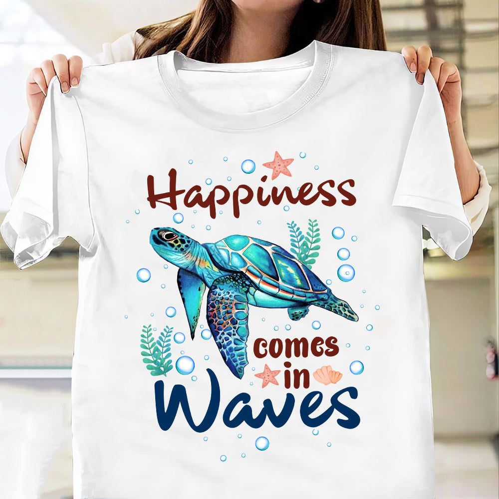 Beach Turtle Happiness Comes In Waves TTAY3005003Y Light Classic T Shirt