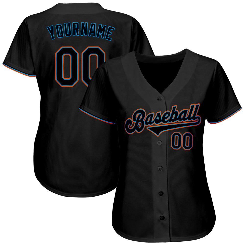 Custom Black Black-Light Blue Authentic Baseball Jersey - Owls Matrix LTD