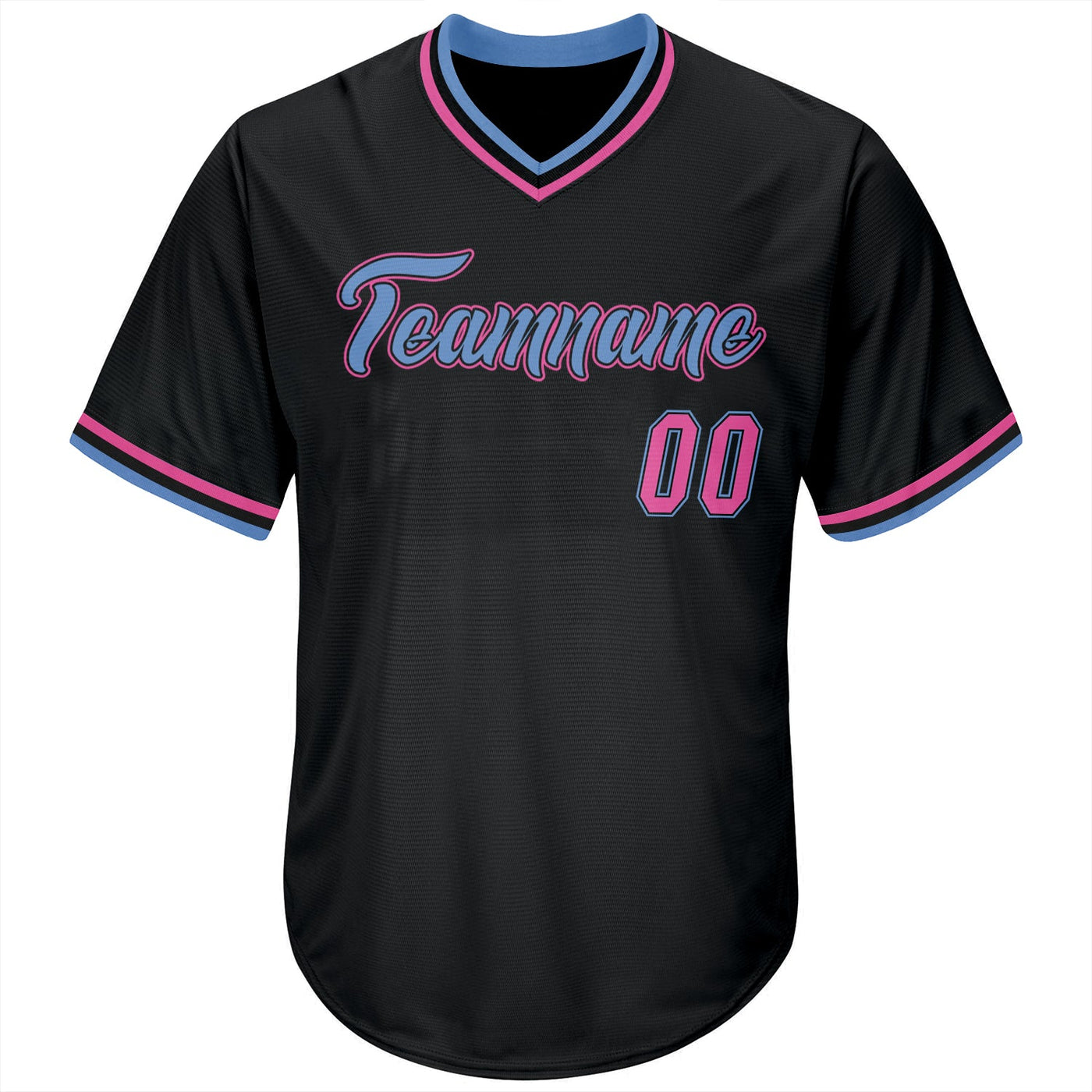 Custom Black Pink-Light Blue Authentic Throwback Rib-Knit Baseball Jersey Shirt - Owls Matrix LTD
