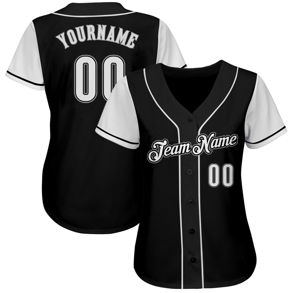 Custom Black White-Gray Authentic Two Tone Baseball Jersey - Owls Matrix LTD