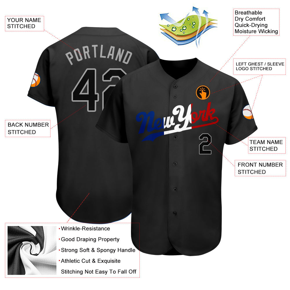 Custom Black Black-Royal Authentic Baseball Jersey - Owls Matrix LTD