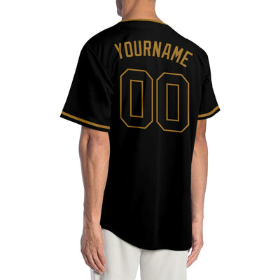Custom Black Black-Old Gold Authentic Baseball Jersey - Owls Matrix LTD