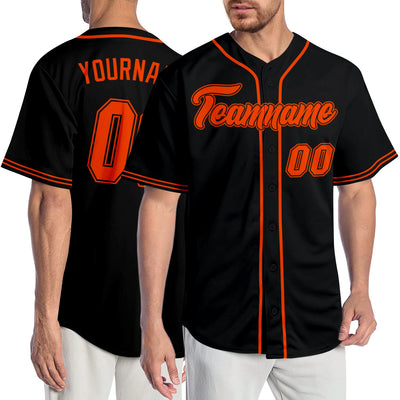 Custom Black Orange-Black Authentic Baseball Jersey - Owls Matrix LTD