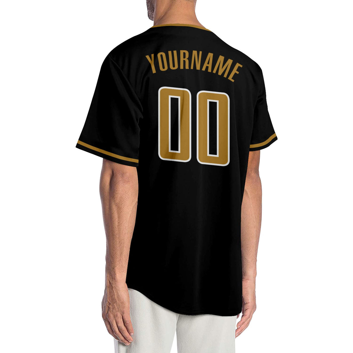Custom Black Old Gold-White Authentic Baseball Jersey - Owls Matrix LTD