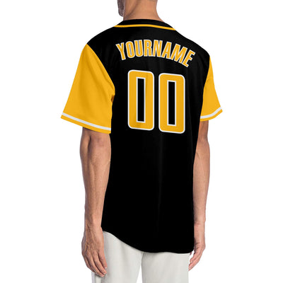 Custom Black Gold-White Authentic Two Tone Baseball Jersey - Owls Matrix LTD