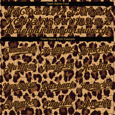Custom Brown Brown-Old Gold 3D Pattern Design Leopard Authentic Baseball Jersey - Owls Matrix LTD