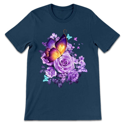 Butterfly Flowers Purple TTAZ1810017Z Dark Classic T Shirt