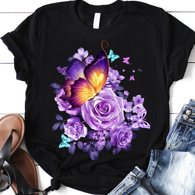 Butterfly Flowers Purple TTAZ1810017Z Dark Classic T Shirt