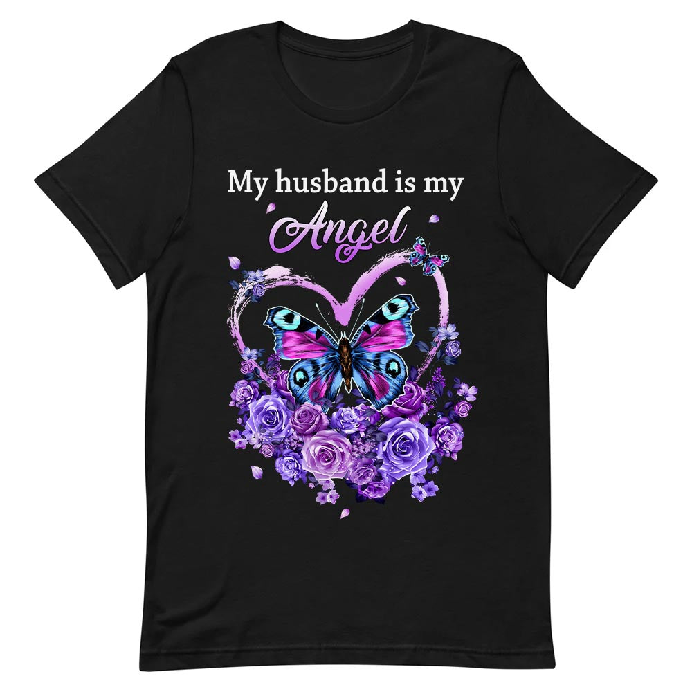 Butterfly My Husband Is My Angel NNRZ2403009Y Dark Classic T Shirt