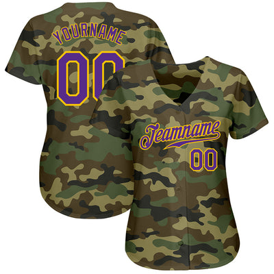 Custom Camo Purple-Gold Authentic Salute To Service Baseball Jersey - Owls Matrix LTD