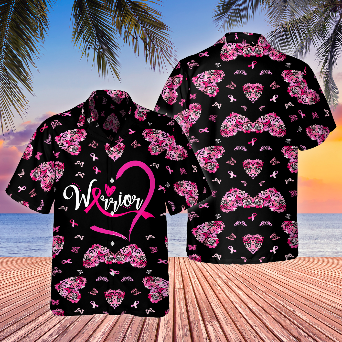 Breast Cancer Warrior Style - Hawaiian Shirt - Owls Matrix LTD