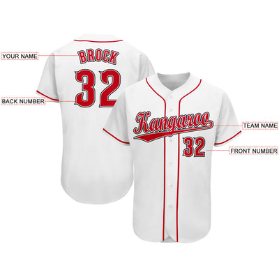 Custom White Red-Black Baseball Jersey - Owls Matrix LTD