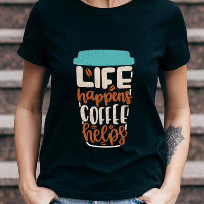 Coffee Life Happens Coffee Helps MDAY0606003Y Dark Classic T Shirt