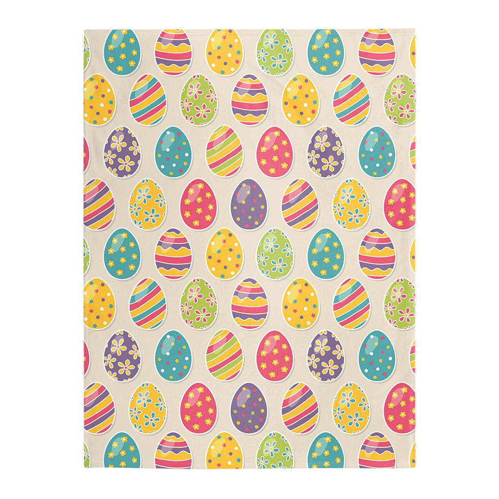 50" x 60" Easter Colorful Cute Easter Eggs Pattern - Flannel Blanket - Owls Matrix LTD
