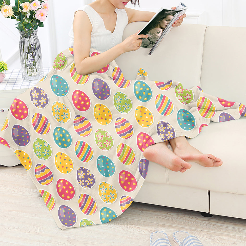 Easter Colorful Cute Easter Eggs Pattern - Flannel Blanket - Owls Matrix LTD