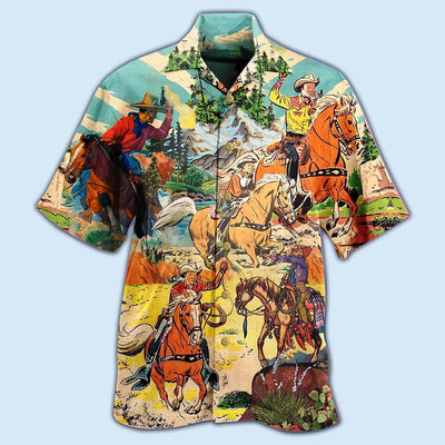 Cowboy Real Men Ride Horses Cool - Hawaiian Shirt - Owls Matrix LTD