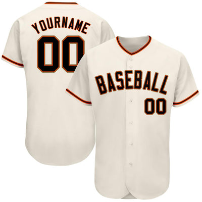 Custom Cream Black Orange-Old Gold Authentic Baseball Jersey - Owls Matrix LTD