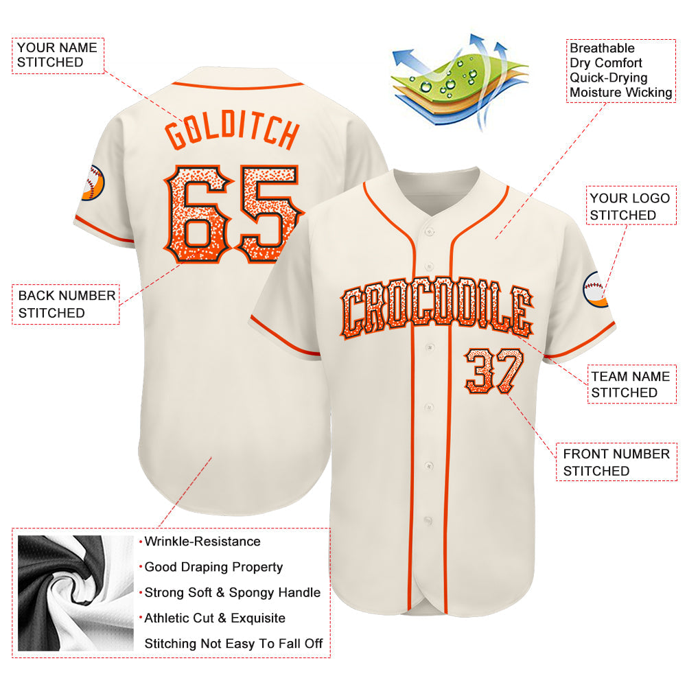 Custom Cream Orange-Black Authentic Drift Fashion Baseball Jersey - Owls Matrix LTD