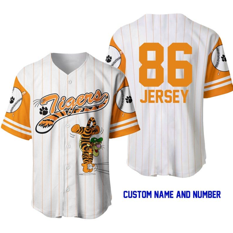 Custom Name And Number Tigger Disney Baseball Winnie The Pooh 123 Gift For Lover Jersey