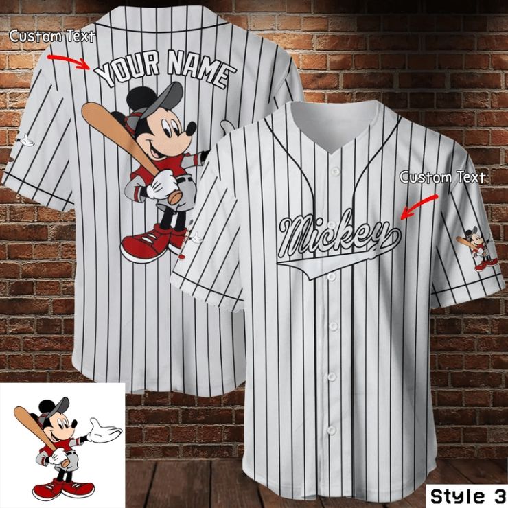Custom Name Mickey Mouse Disney Baseball White 456 Gift For Lover Baseball Jersey