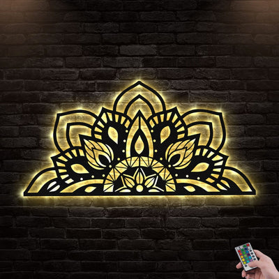 12"x12" Lotus Mandala - Led Light Metal - Owls Matrix LTD