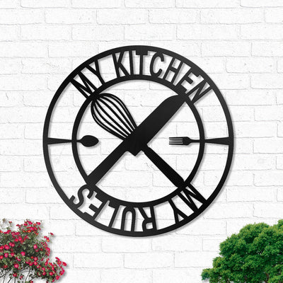 Kitchen My Kitchen My Rules - Led Light Metal - Owls Matrix LTD