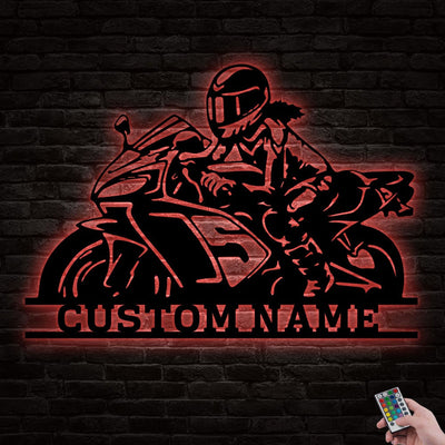 Motocross Girl Motocross Rider Girl Dirt Biker Personalized - Led Light Metal - Owls Matrix LTD