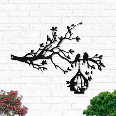 Love Birds Tree Art - Led Light Metal - Owls Matrix LTD