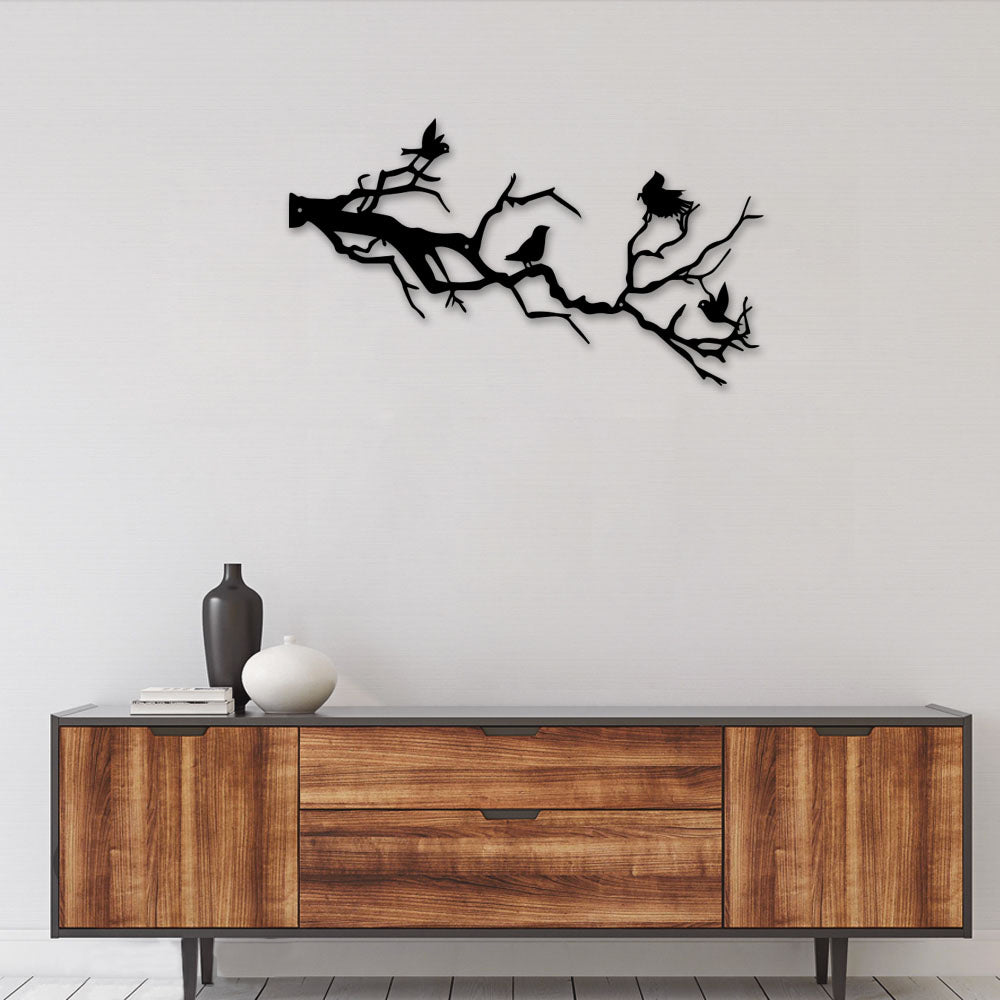 Birds Flying Near The Branch - Led Light Metal - Owls Matrix LTD