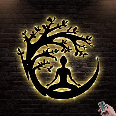 Buddha Tree Life Is Good - Led Light Metal - Owls Matrix LTD