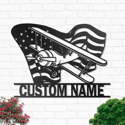 Airplane American Proud To So Cool Personalized - Led Light Metal - Owls Matrix LTD