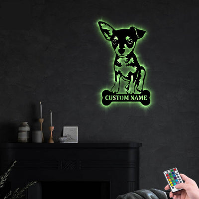 Chihuahua Led Lights Metal Wall Art Personalized - Led Light Metal - Owls Matrix LTD