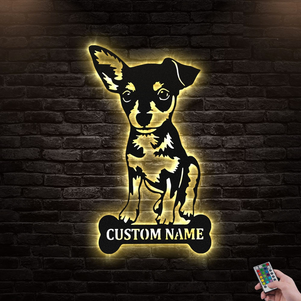 12"x12" Chihuahua Led Lights Metal Wall Art Personalized - Led Light Metal - Owls Matrix LTD