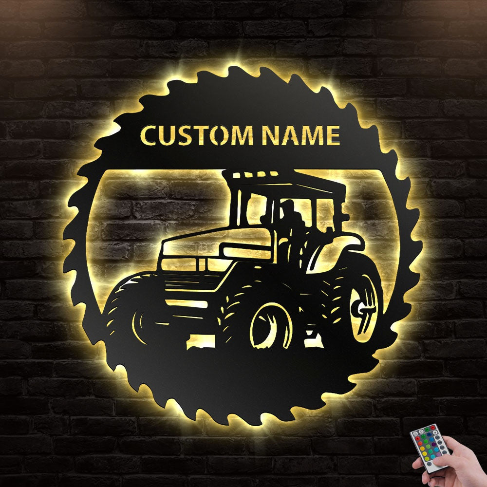 12*12 Inch (30*30cm) Tractor Farm Tractor Style Personalized - Led Light Metal - Owls Matrix LTD