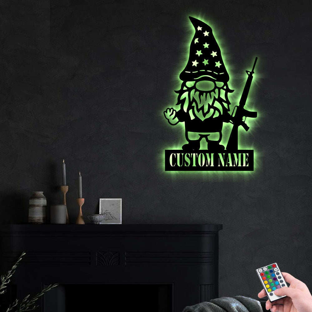 Gnome Gun Style Personalized - Led Light Metal - Owls Matrix LTD