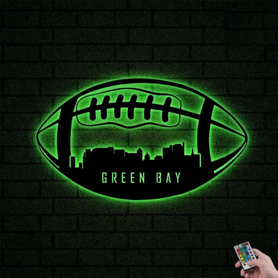 Football Green Bay Personalized - Led Light Metal - Owls Matrix LTD