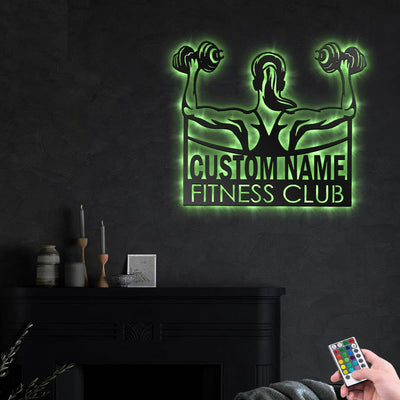 Gym Fitness Heal Weight Lifting Personalized - Led Light Metal - Owls Matrix LTD
