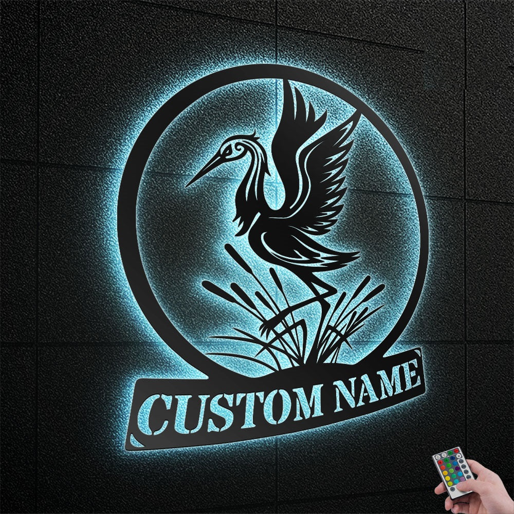 Bird Heron Personalized - Led Light Metal - Owls Matrix LTD