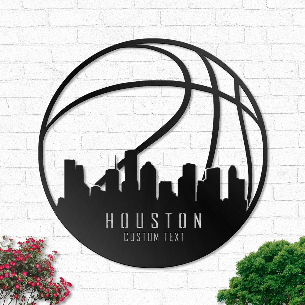 Basketball Houston Personalized - Led Light Metal - Owls Matrix LTD