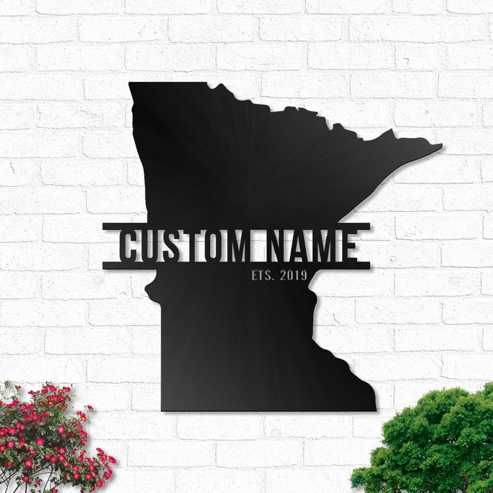 Minnesota State Style Personalized - Led Light Metal - Owls Matrix LTD
