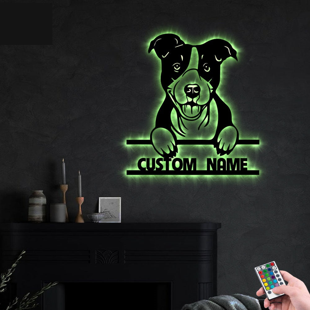 American Staffordshire Terrier Dog Personalized - Led Light Metal - Owls Matrix LTD