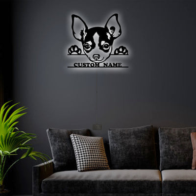 12"x12" Chihuahua Dog Cute Style Personalized - Led Light Metal - Owls Matrix LTD