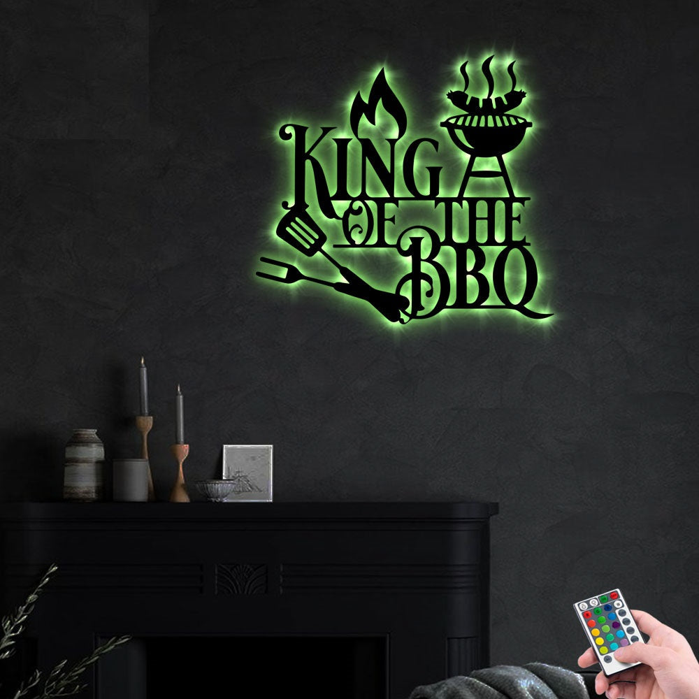 King Of The BBQ Decoration For Room - Led Light Metal - Owls Matrix LTD