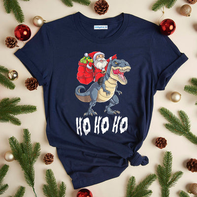 Dinosaur Christmas Santa Riding THAZ0311017Z Dark Classic T Shirt