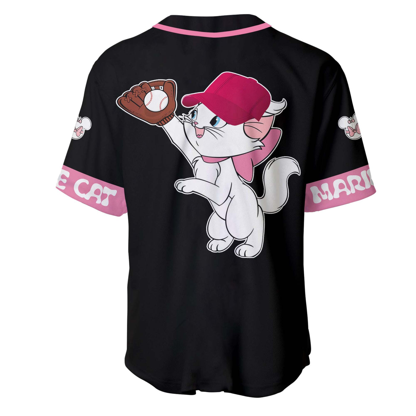 Disney Marie Cat Black Pink Disney Personalized Unisex Cartoon Custom Baseball Jersey