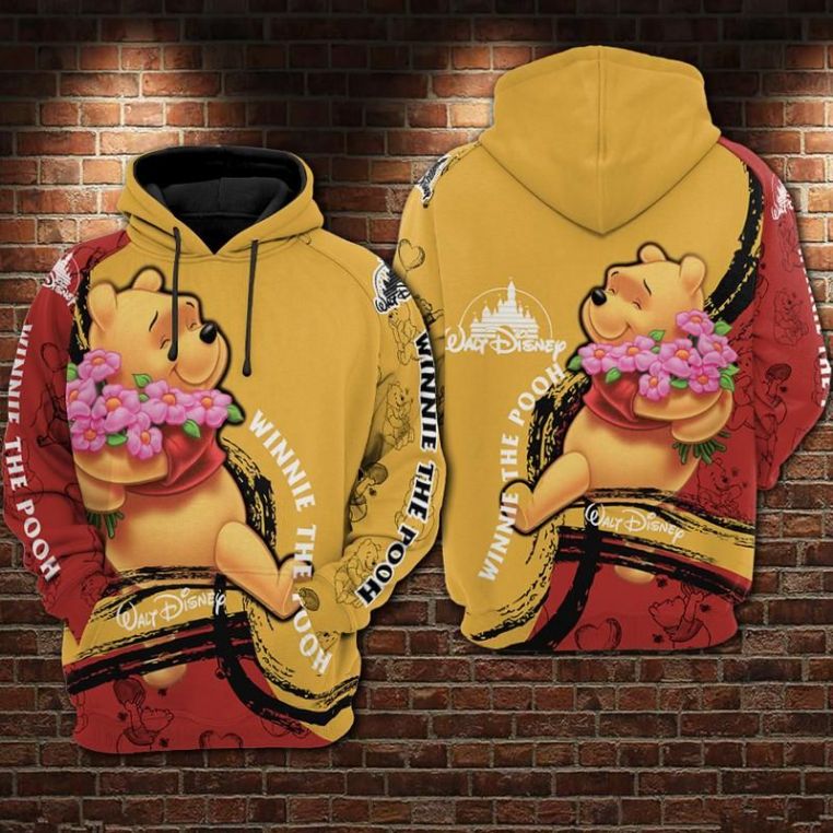 Disney Winnie The Pooh 3 Over Print 3d Zip Hoodie