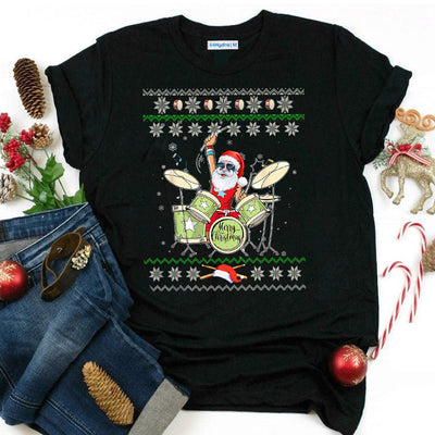 Drum Christmas Santa Drumer MDGB0411017Z Dark Classic T Shirt