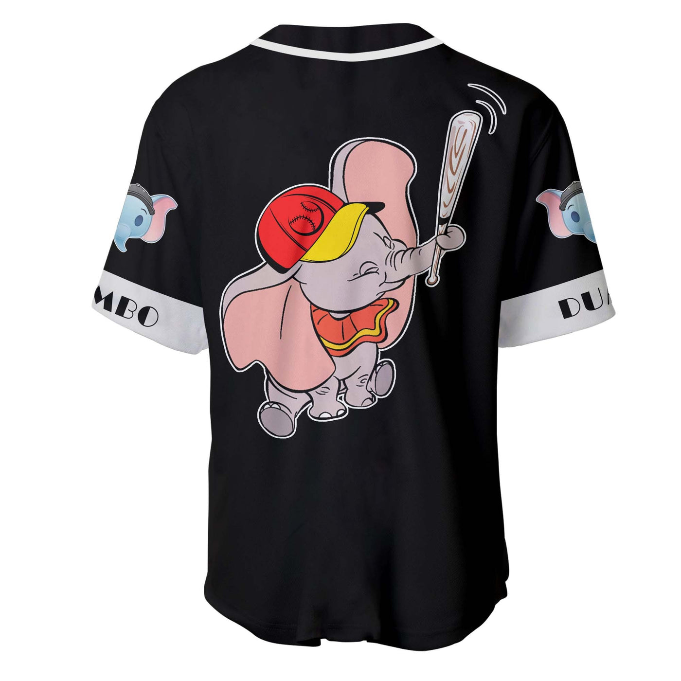 Dumbo Elephant Black White Disney Personalized Unisex Cartoon Custom Baseball Jersey